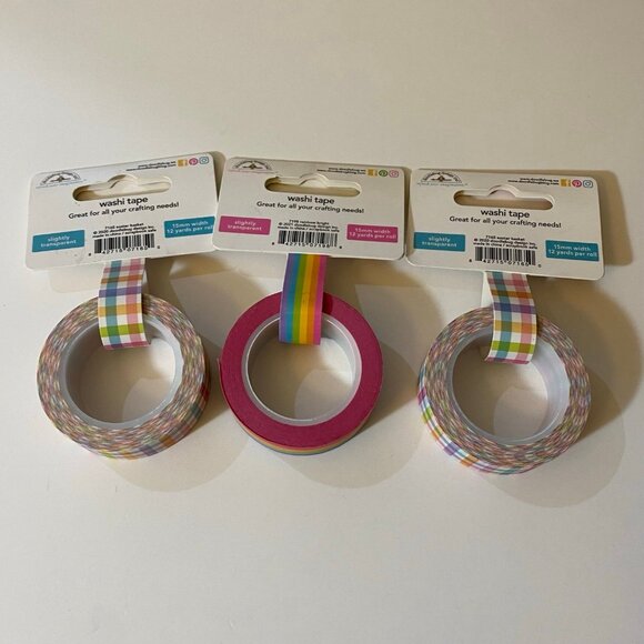 Doodlebug Design Shape Sprinkles & Washi Tape Set Hearts Rainbow & More - Picture 5 of 6